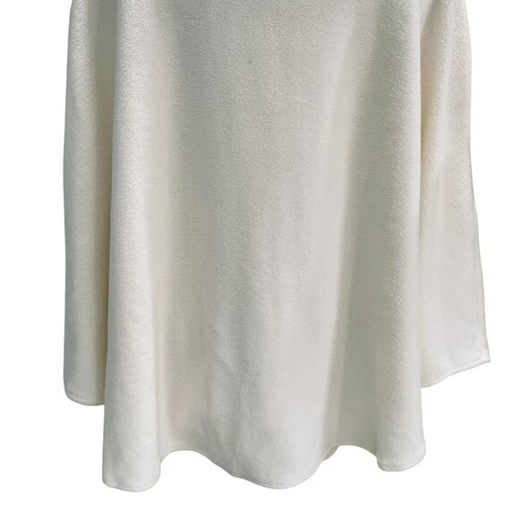 Le Moda White Cape Coat Faux Fur Leopard Collar Toggle Closure Cozy Chic Retro - Picture 9 of 9